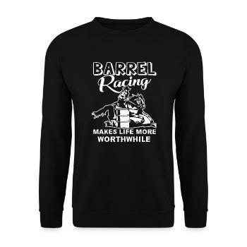 Barrel Racing Makes Life More Worthwhile - Unisex Sweatshirt - black - Front - Alina (178cm) & Michal (187cm)