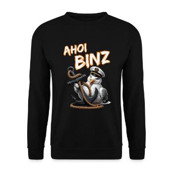 Ohé Binz ! mouette drôle avec ancre - Sweat-shirt Unisexe - noir - Devant - Alina (178cm) & Michal (187cm)
