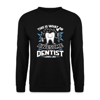 Dentist Awesome Dentist Looks Life - Unisex Sweatshirt - black - Front - Alina (178cm) & Michal (187cm)