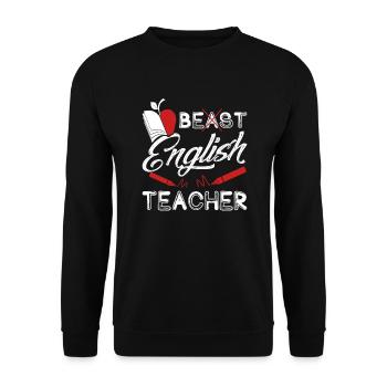 English Teacher Best English Teacher - Unisex Sweatshirt - black - Front - Alina (178cm) & Michal (187cm)