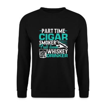 Cigar Smoking Part Time Cigar Smoker - Unisex Sweatshirt - black - Front - Alina (178cm) & Michal (187cm)