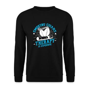 Cigar Smoking Because Therapy Is Expensive - Unisex Sweatshirt - black - Front - Alina (178cm) & Michal (187cm)