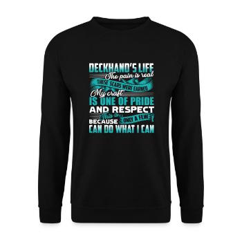 Deckhand's Life The Pain Is Real - Unisex Sweatshirt - black - Front - Alina (178cm) & Michal (187cm)