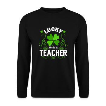 St Patrick's Day Lucky To Be A Teacher - Unisex Sweatshirt - black - Front - Alina (178cm) & Michal (187cm)