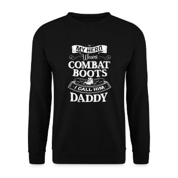 Father's Day Combat Daddy I Call Him Daddy - Unisex Sweatshirt - black - Front - Alina (178cm) & Michal (187cm)
