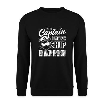 Captain I Make Ship Happen - Unisex Sweatshirt - black - Front - Alina (178cm) & Michal (187cm)