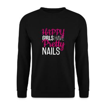Happy Girls Have Pretty Nails, Manicure - Unisex Sweatshirt - black - Front - Alina (178cm) & Michal (187cm)