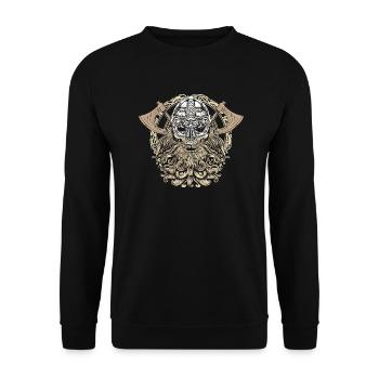 Tête de crâne tête de Viking Valhalla Odin cadeau - Sweat-shirt Unisexe - noir - Devant - Alina (178cm) & Michal (187cm)