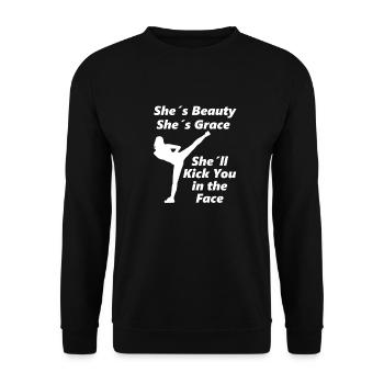 Kickboxer - Muay Thai - Taekwondo Girl / Woman - Unisex Sweatshirt - black - Front - Alina (178cm) & Michal (187cm)
