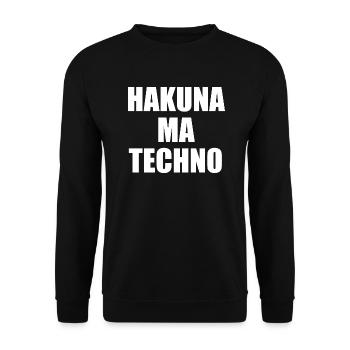 Techno Fun Hakuna ma Techno - Sweat-shirt Unisexe - noir - Devant - Alina (178cm) & Michal (187cm)
