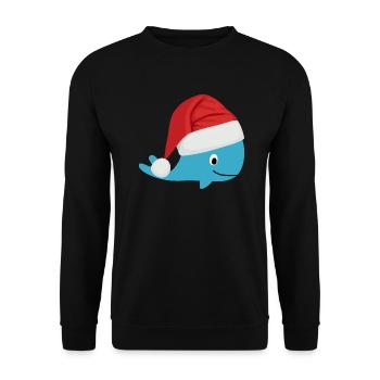 Baleine avec chapeau de Nicolas pour Noël - Sweat-shirt Unisexe - noir - Devant - Alina (178cm) & Michal (187cm)