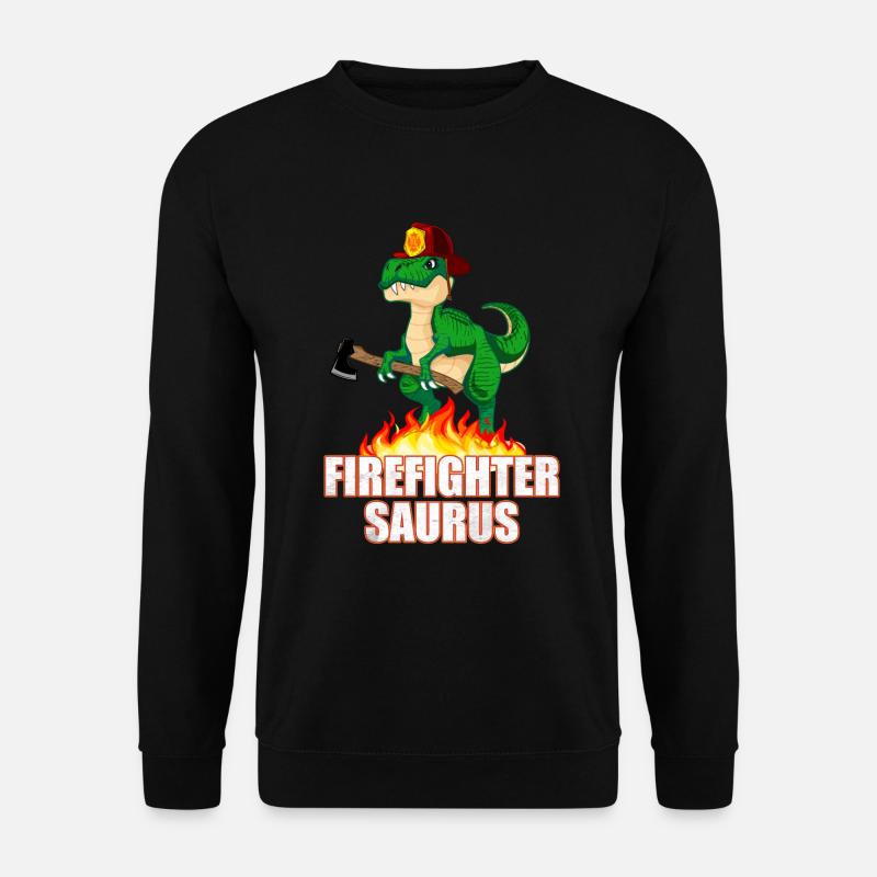 Feuerwehr Dinosaurier Dinosaurus Feuer Geschenk - Unisex Pullover - Schwarz