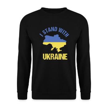 Support Ukraine with I STAND WITH UKRAINE - Unisex Sweatshirt - black - Front - Alina (178cm) & Michal (187cm)