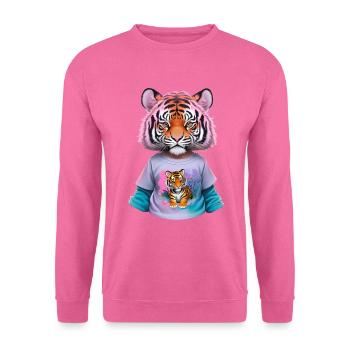 Tiger Kind mit Tiger shirt - Unisex Pullover - Pink - Vorne