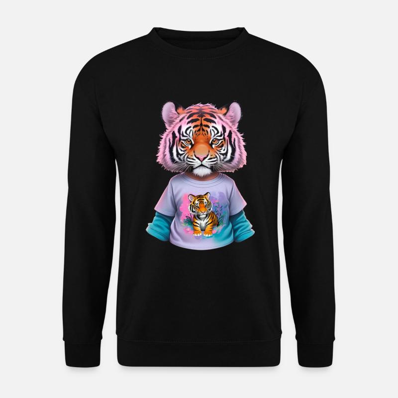Tiger kid with tiger shirt - Unisex Sweatshirt - black