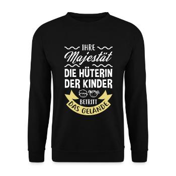 Die Hüterin der Kinder betritt das Gelände - Unisex Pullover - Schwarz - Vorne - Alina (178cm) & Michal (187cm)