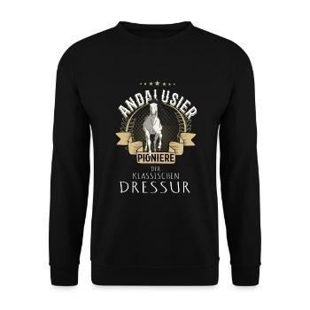 Andalusian pioneers of classical dressage - Unisex Sweatshirt - black - Front - Alina (178cm) & Michal (187cm)