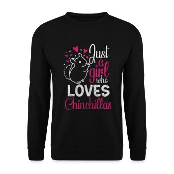 Chinchillas Tierliebhaber Lieblingstier - Unisex Pullover - Schwarz - Vorne - Alina (178cm) & Michal (187cm)