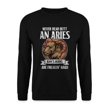 Anniversaire Bélier Superstition Fire - Sweat-shirt Unisexe - noir - Devant - Alina (178cm) & Michal (187cm)