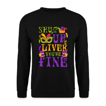 Mardi Gras Festival Fools Street Festival - Unisex Sweatshirt - black - Front - Alina (178cm) & Michal (187cm)