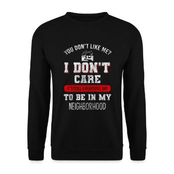 Nachbarn Humor Alkohol Einweihungsfeier - Unisex Pullover - Schwarz - Vorne - Alina (178cm) & Michal (187cm)