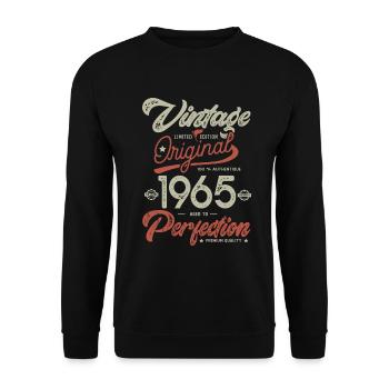 1965 Vintage Birthday Born 1965 - Unisex Sweatshirt - black - Front - Alina (178cm) & Michal (187cm)