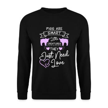 Teacup Pig Domestic Pig Piggy Tiny - Unisex Sweatshirt - black - Front - Alina (178cm) & Michal (187cm)