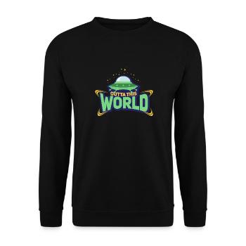 Ufo Universum Fliegende Untertasse Sterne Geschenk - Unisex Pullover - Schwarz - Vorne - Alina (178cm) & Michal (187cm)