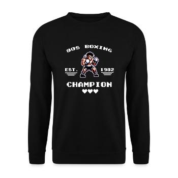 80s Boxing Champion 8 Bit - Unisex Sweatshirt - black - Front - Alina (178cm) & Michal (187cm)