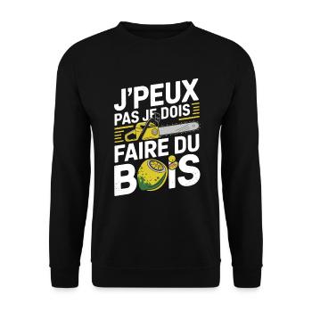 J peux pas je dois faire du bois - Sweat-shirt Unisexe - noir - Devant - Alina (178cm) & Michal (187cm)