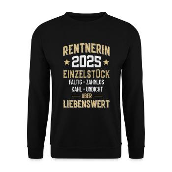 RENTE RENTNERIN 2025 - Unisex Pullover - Schwarz - Vorne - Alina (178cm) & Michal (187cm)