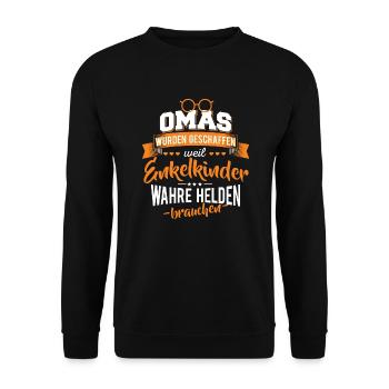 Oma Enkelkinder Helden - Unisex Pullover - Schwarz - Vorne - Alina (178cm) & Michal (187cm)