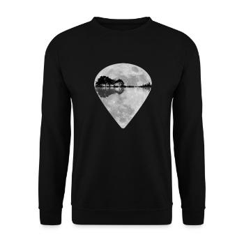 Full Moon Landscape Guitar Plectrum - Unisex Sweatshirt - black - Front - Alina (178cm) & Michal (187cm)