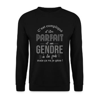 Gendre parfait cadeau humour gendre beau fils - Sweat-shirt Unisexe - noir - Devant - Alina (178cm) & Michal (187cm)