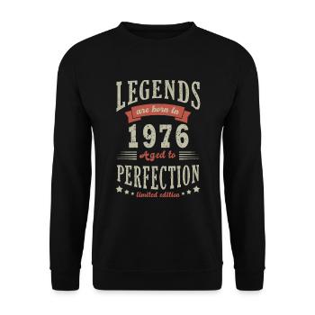 legend born in 1976 Birthday gift 47 years - Unisex Sweatshirt - black - Front - Alina (178cm) & Michal (187cm)