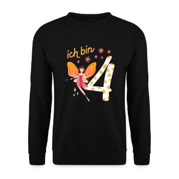 Kleine Fee 4 Jahre alt 4. Geburtstag Mädchen - Unisex Pullover - Schwarz - Vorne - Alina (178cm) & Michal (187cm)