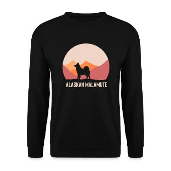 Alaskan Malamute Hund - Unisex Pullover - Schwarz - Vorne - Alina (178cm) & Michal (187cm)