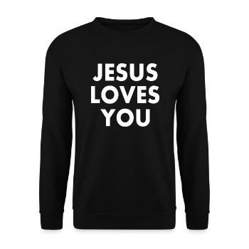 Jesus loves you - Unisex Pullover - Schwarz - Vorne - Alina (178cm) & Michal (187cm)