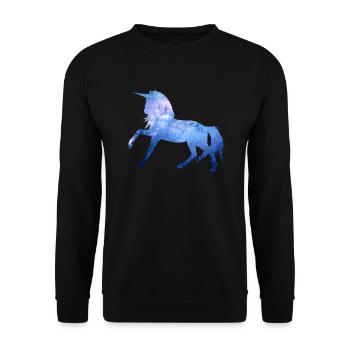 Einhorn Weltraum Universum Fabelwesen Geschenk - Unisex Pullover - Schwarz - Vorne - Alina (178cm) & Michal (187cm)