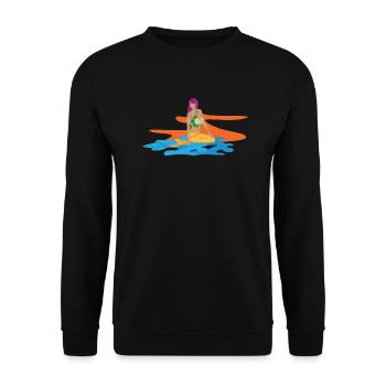 Meerjungfrau als Nixe und Tochter von Neptun - Unisex Pullover - Schwarz - Vorne - Alina (178cm) & Michal (187cm)