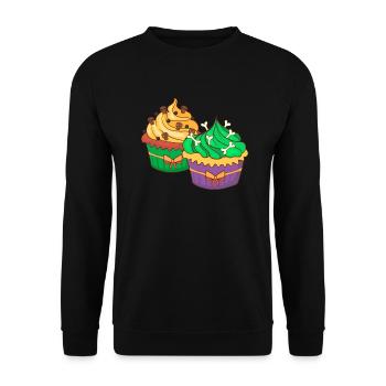 Halloween Cupcake Muffin Kuchen Backen Süßigkeiten - Unisex Pullover - Schwarz - Vorne - Alina (178cm) & Michal (187cm)
