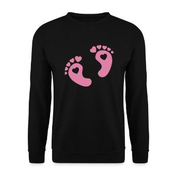 Baby Füße Herz Liebe Rosa Mädchen Eltern Geschenk - Unisex Pullover - Schwarz - Vorne - Alina (178cm) & Michal (187cm)