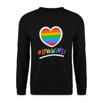 LGBTQIA+ Liebe gewinnt Gleichheit Liebe ist Liebe - Unisex Pullover - Schwarz - Vorne - Alina (178cm) & Michal (187cm)