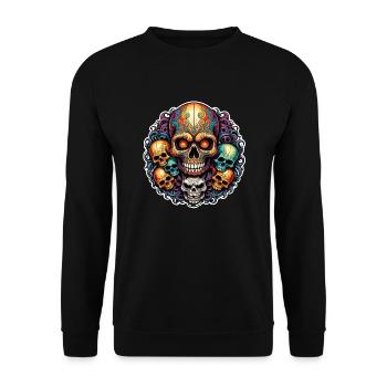 Decorative Large Skull with Small Skulls - Unisex Sweatshirt - black - Front - Alina (178cm) & Michal (187cm)