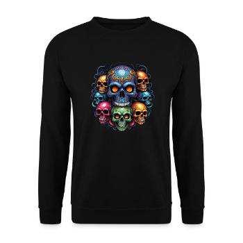 Decorative Large Skull with Small Skulls - Unisex Sweatshirt - black - Front - Alina (178cm) & Michal (187cm)