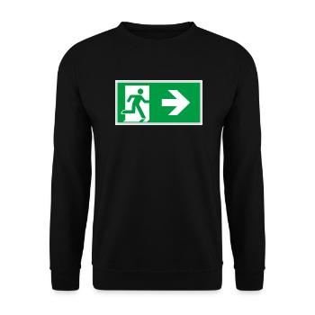 escape route sticker sign emergency exit right go - Unisex Sweatshirt - black - Front - Alina (178cm) & Michal (187cm)