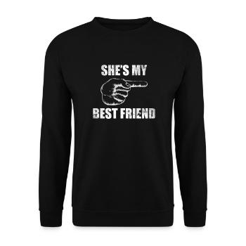 She Is My Best Friend Shirt Geschenk Partnerlook - Unisex Pullover - Schwarz - Vorne - Alina (178cm) & Michal (187cm)