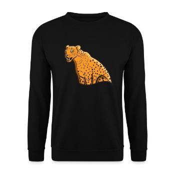 Leopard Großkatze Wildkatze Geschenkidee Wildlife - Unisex Pullover - Schwarz - Vorne - Alina (178cm) & Michal (187cm)