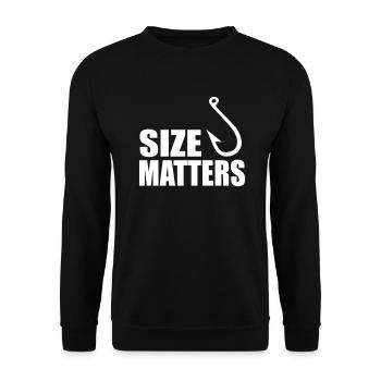size matters fishing saying - Unisex Sweatshirt - black - Front - Alina (178cm) & Michal (187cm)