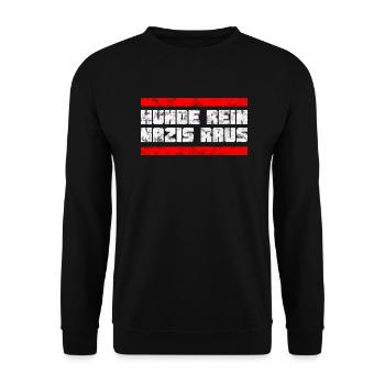 Hunde rein - Nazis raus - gegen Faschismus - Unisex Pullover - Schwarz - Vorne - Alina (178cm) & Michal (187cm)